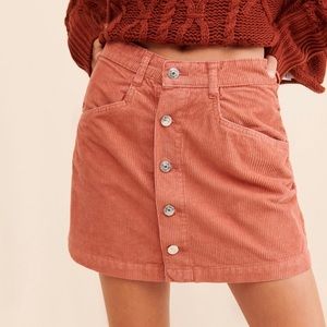 NWT Free People Ray Corduroy Mini Skirt in Myrrh